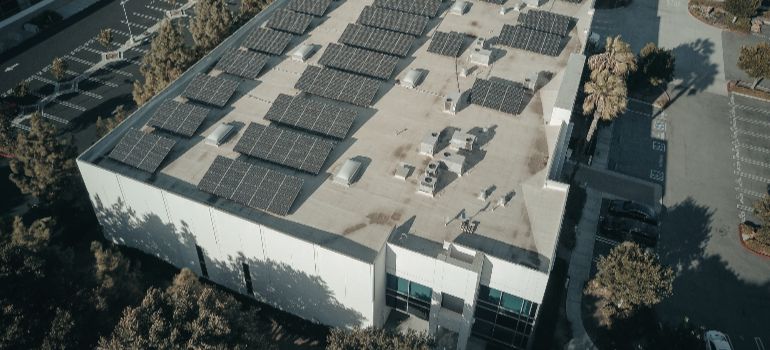 corporate building with a solar system