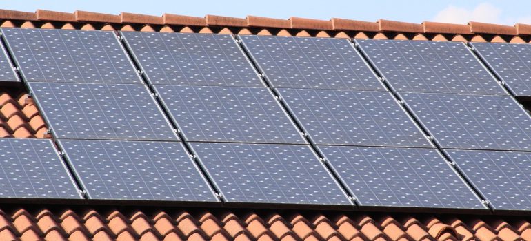 A close-up of solar panels.