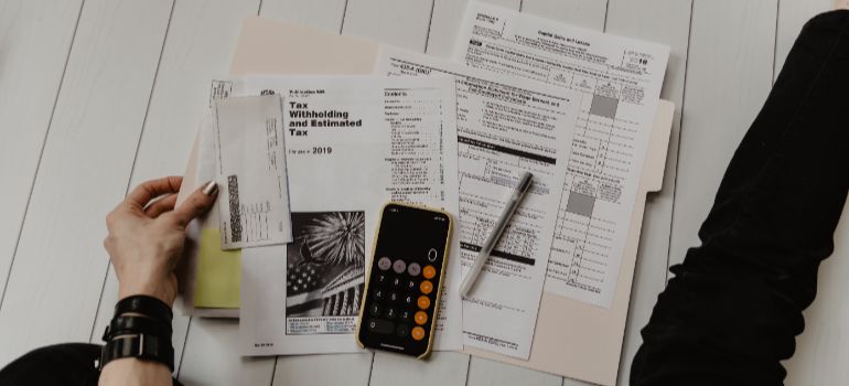 person going through tax documents