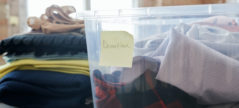 a donation box with clothes 