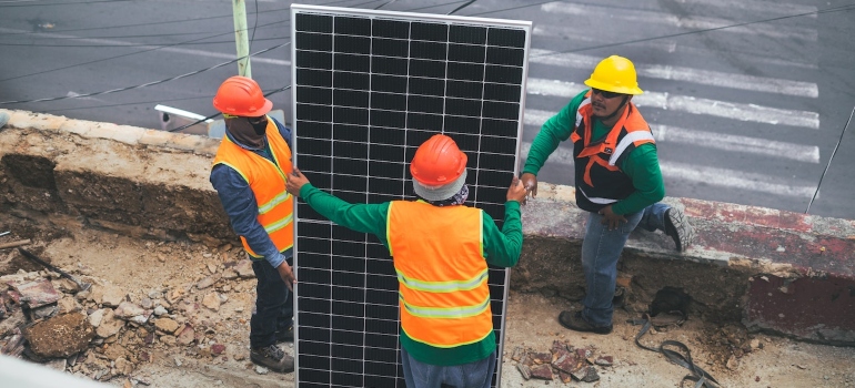 installing a solar panel 